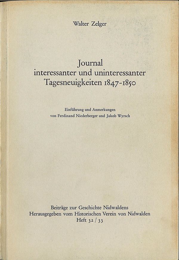 1970: BGN 32/33, Zelger, Journal
